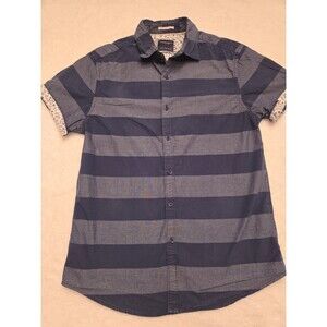 Denim And Flower Ricky Singer Slim Fit Men's Short Sleeve Button Up Medium Blue